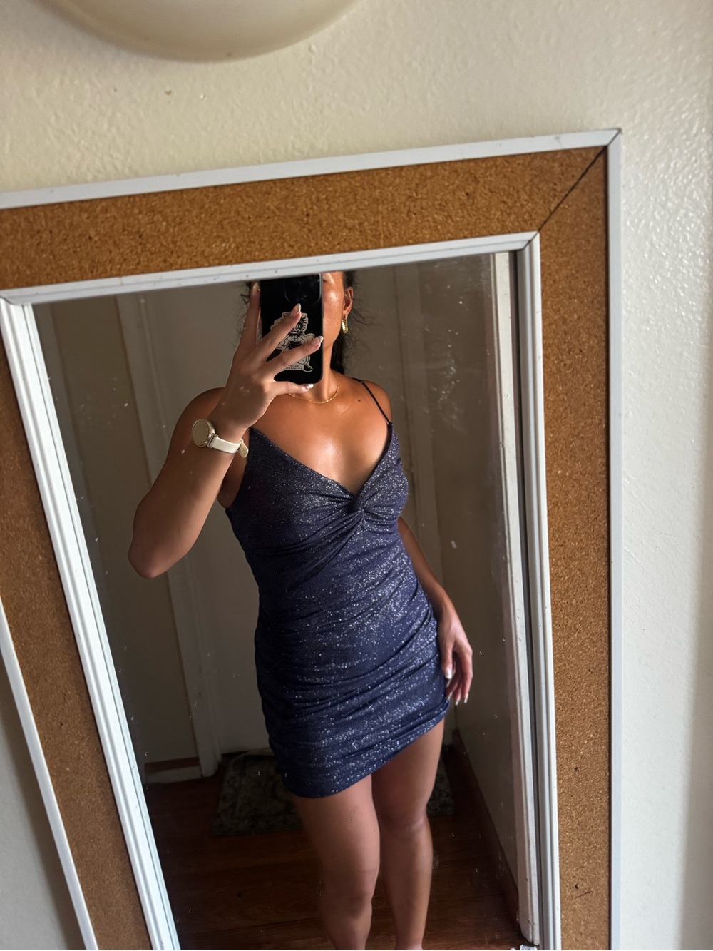 Lucy in the Sky Sparkle Twist Mini Dress — Navy